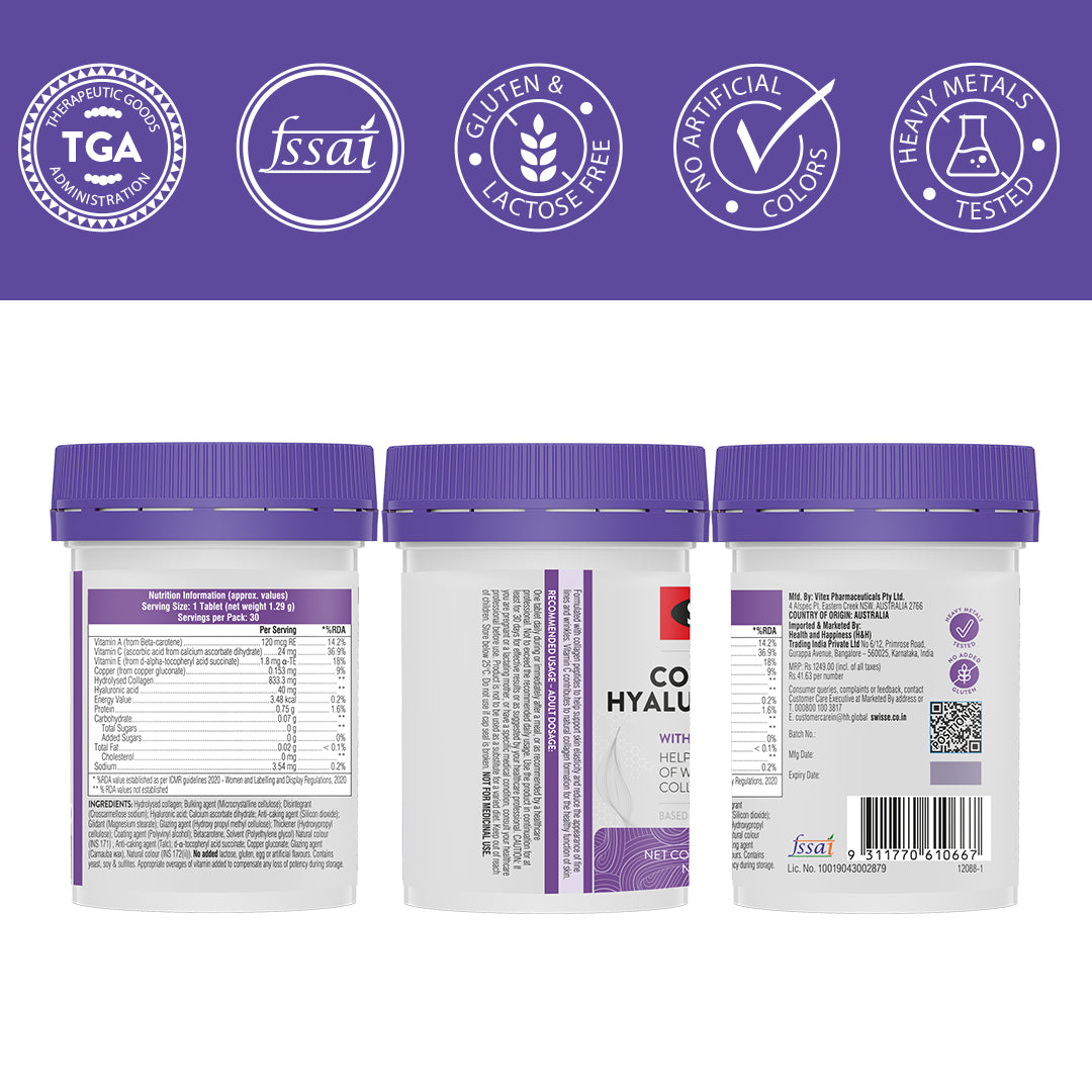 Swisse Collagen+ Hyaluronic Acid - 30 Tablets